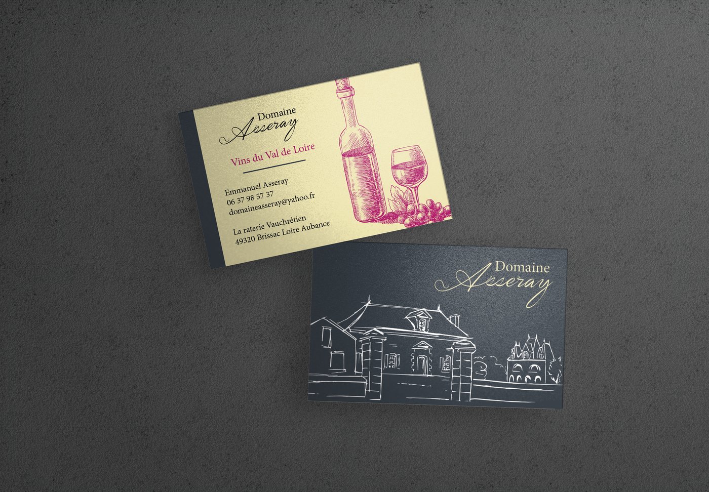 Carte de visite Le Domaine Asseray, recto et verso