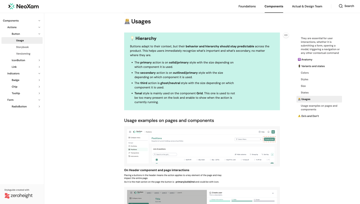 Documentation du composant Button dans ZeroHeight
