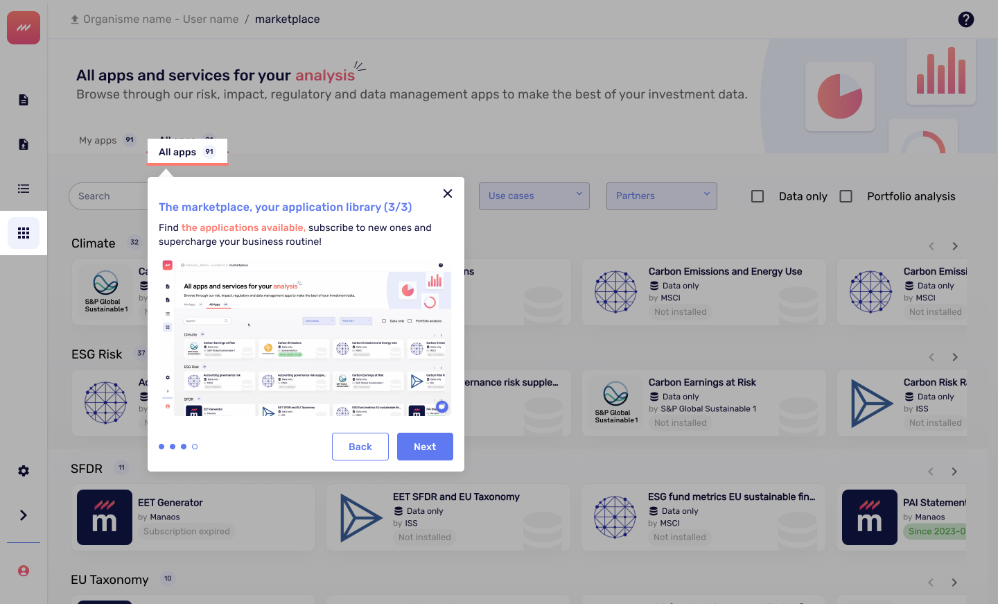 Marketplace Manaos — bibliothèque d'applications