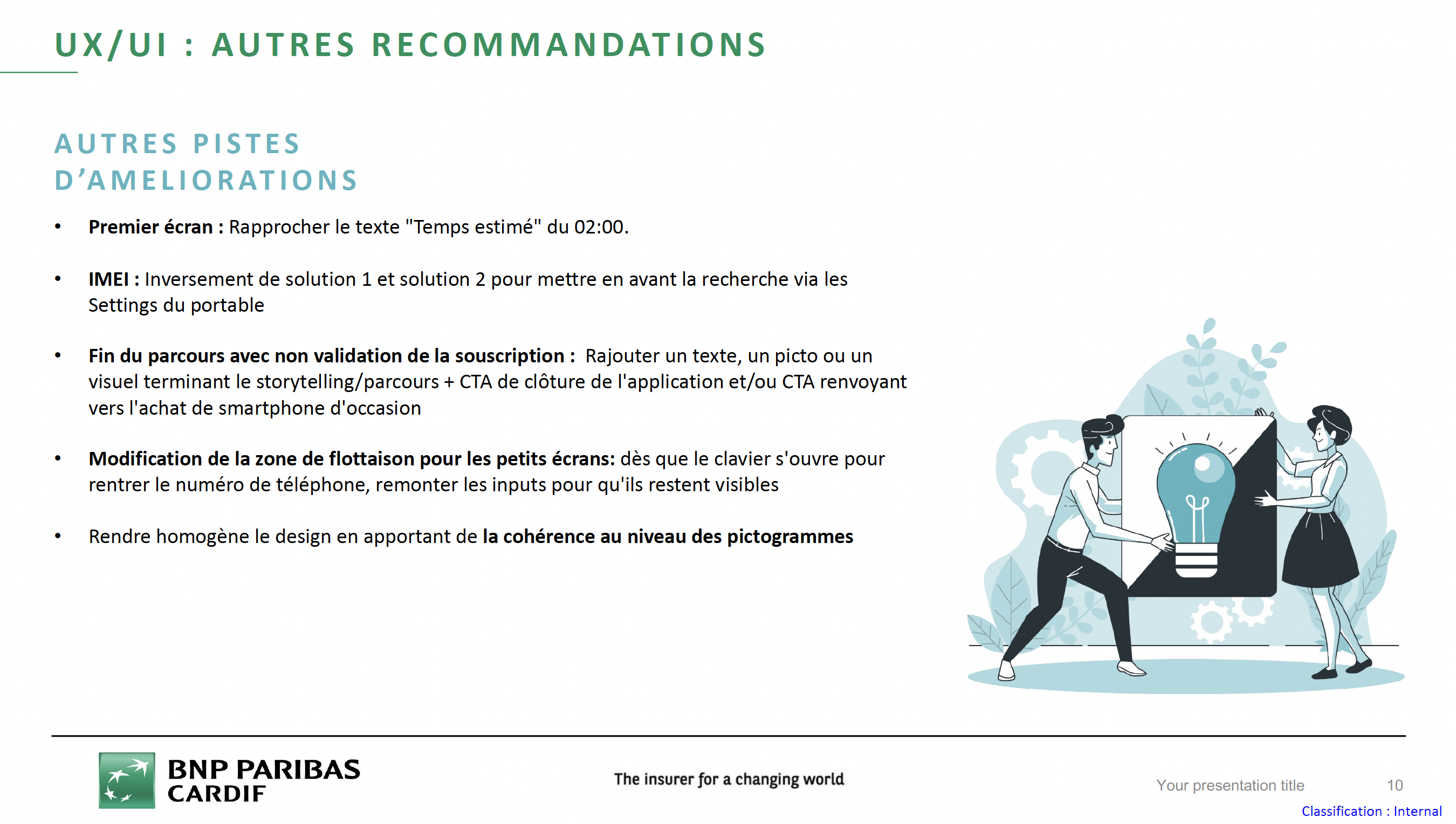 UX/UI — autres pistes d'améliorations